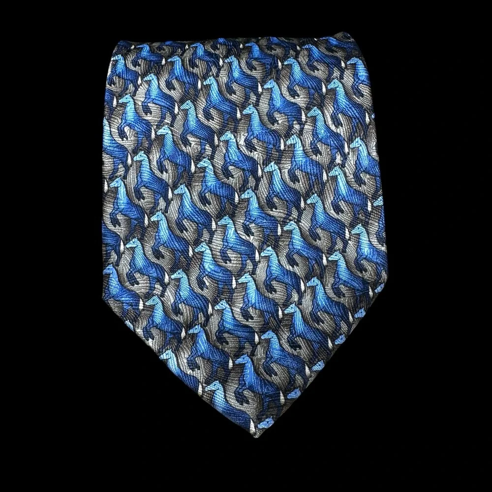 The Nature Conservancy Silk Tie Prezwalskis Wild Horse Karen Bierce Blue Grey